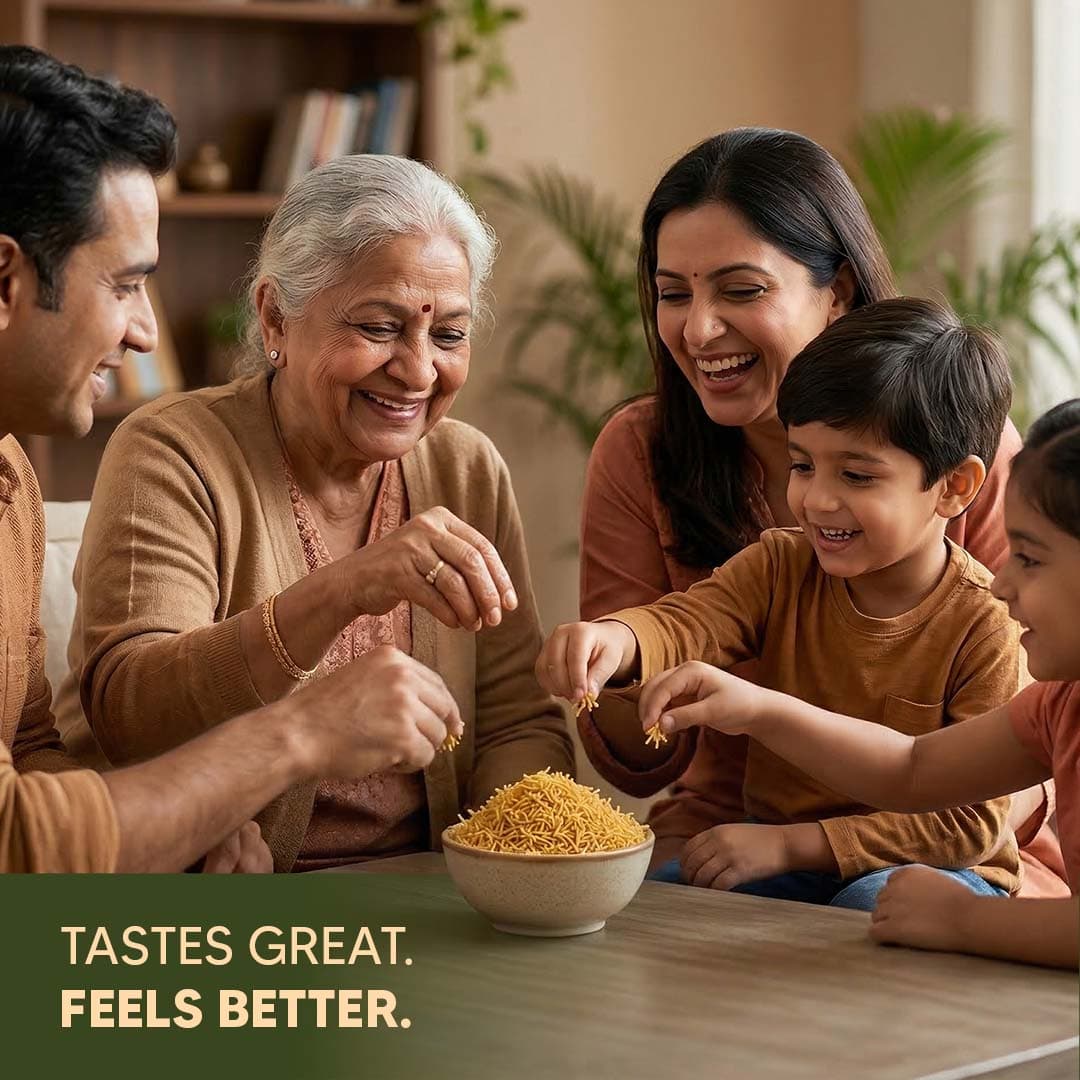 Family members from different generations sharing a food moment