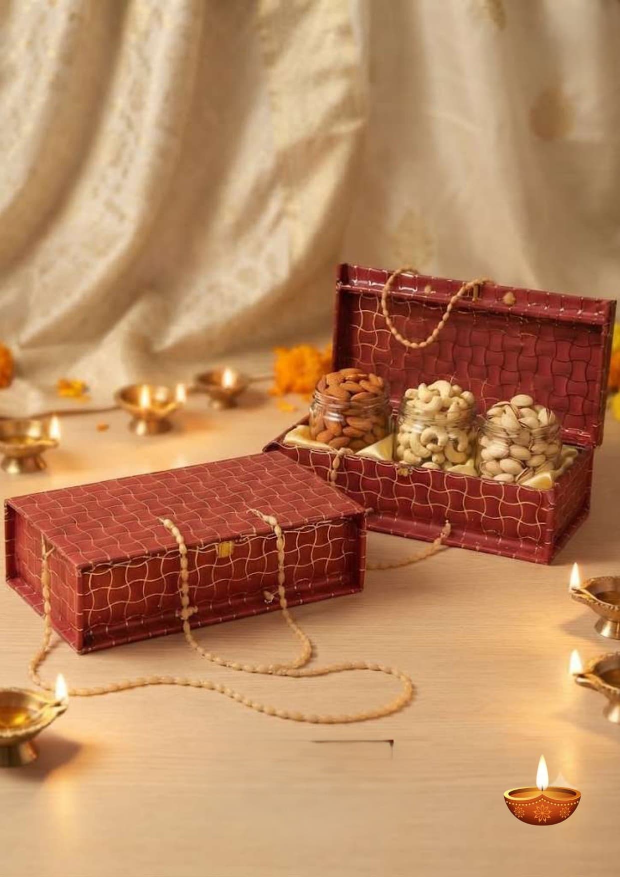 A curated corporate gift box with assorted dry fruits